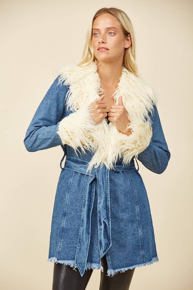 Denim Fur Coat