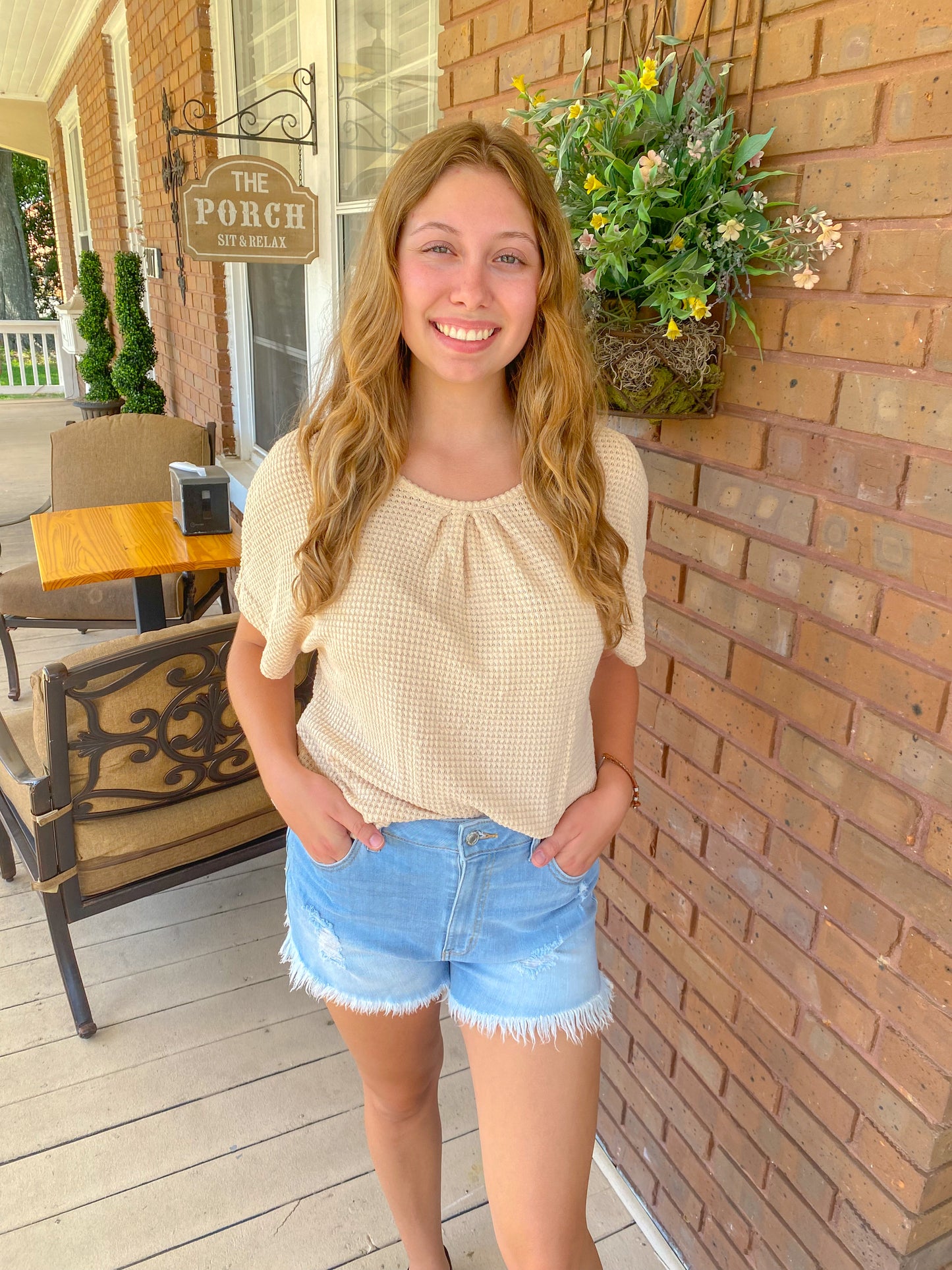 Plus Size Crochet Waffle Top