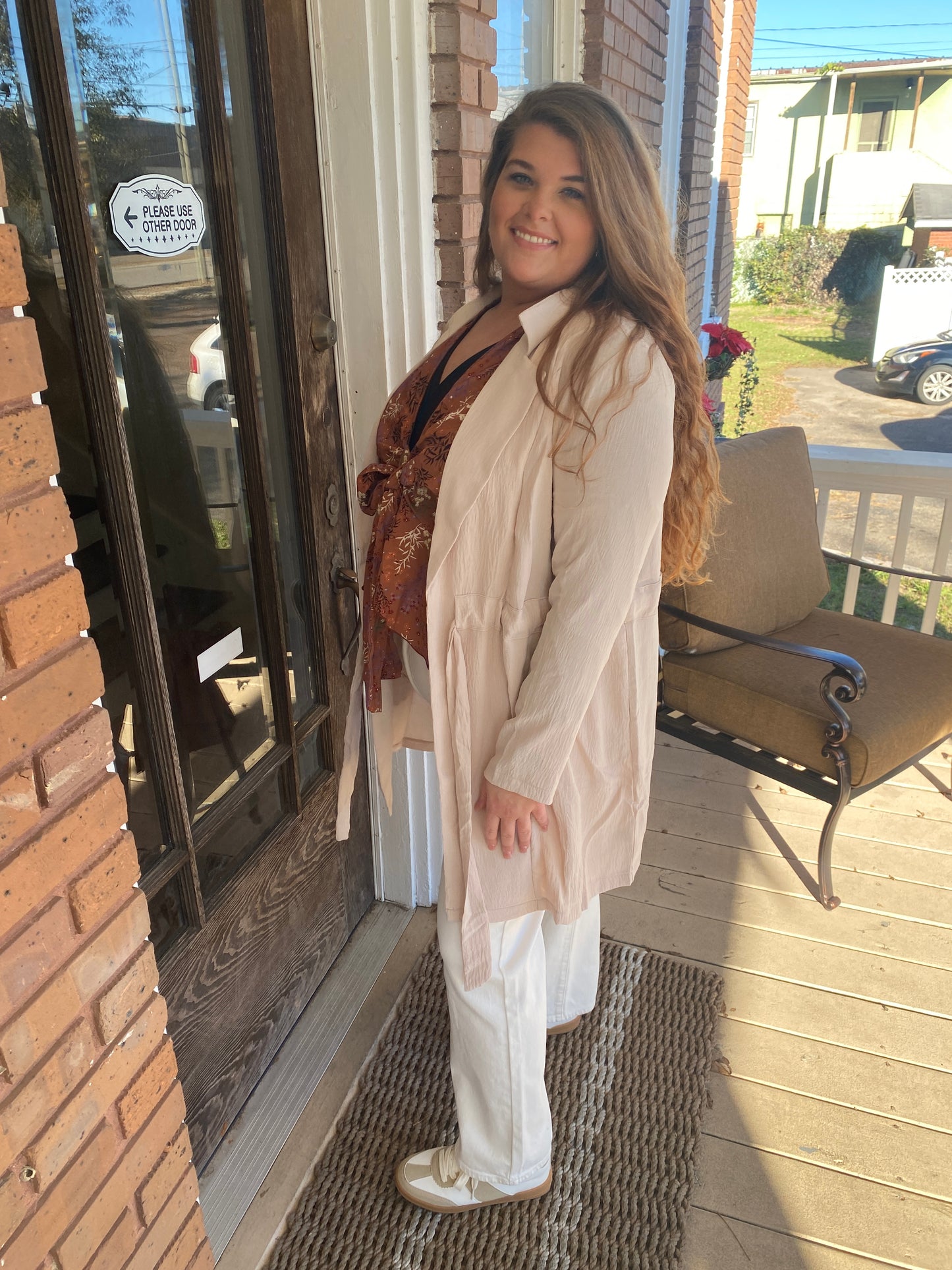 Plus Size Soft Trench Jacket