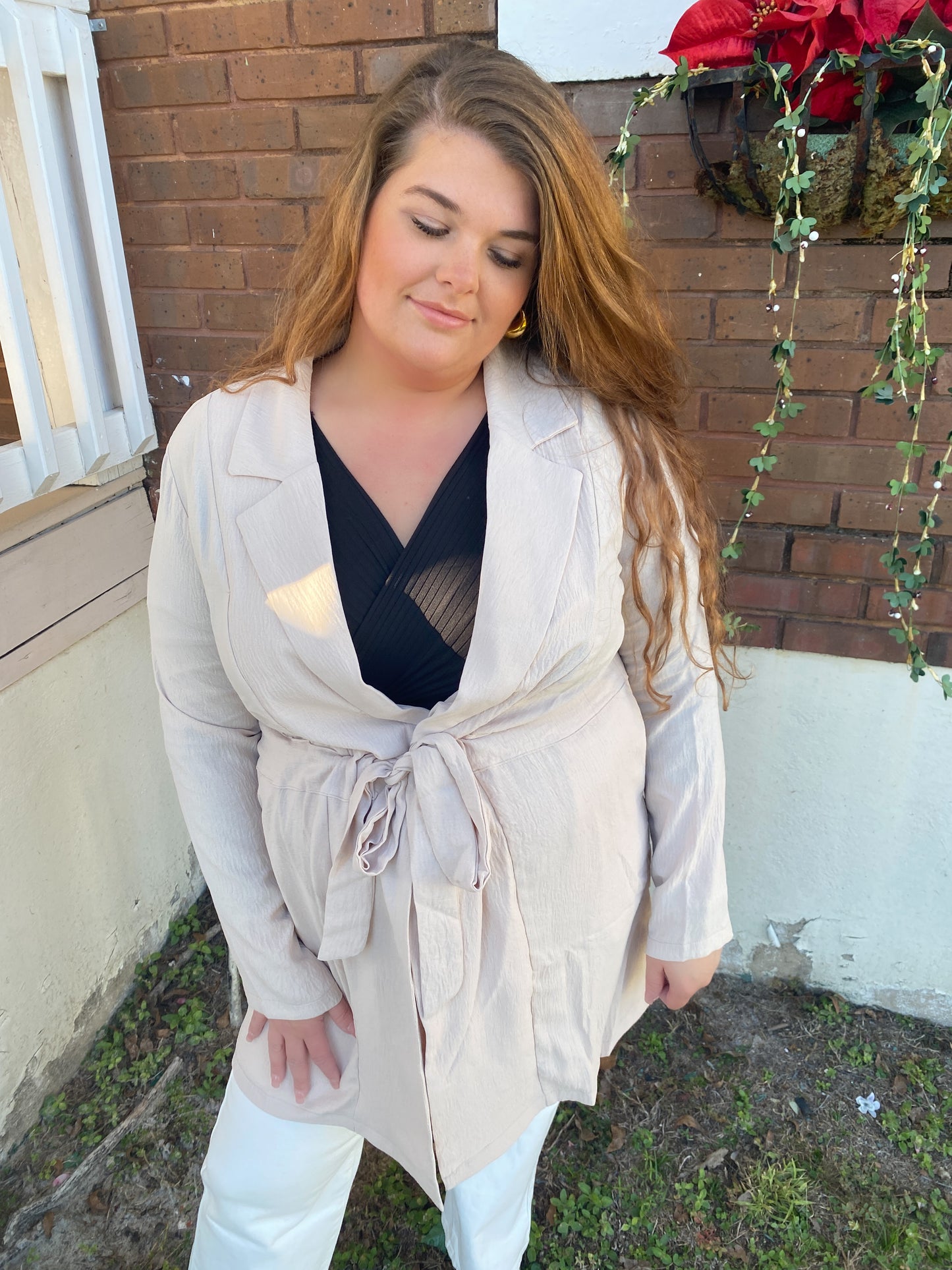 Plus Size Soft Trench Jacket