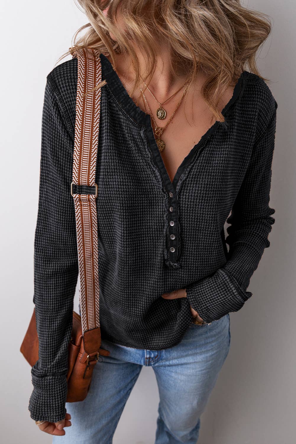 Edgy Waffle Knit Long Sleeve