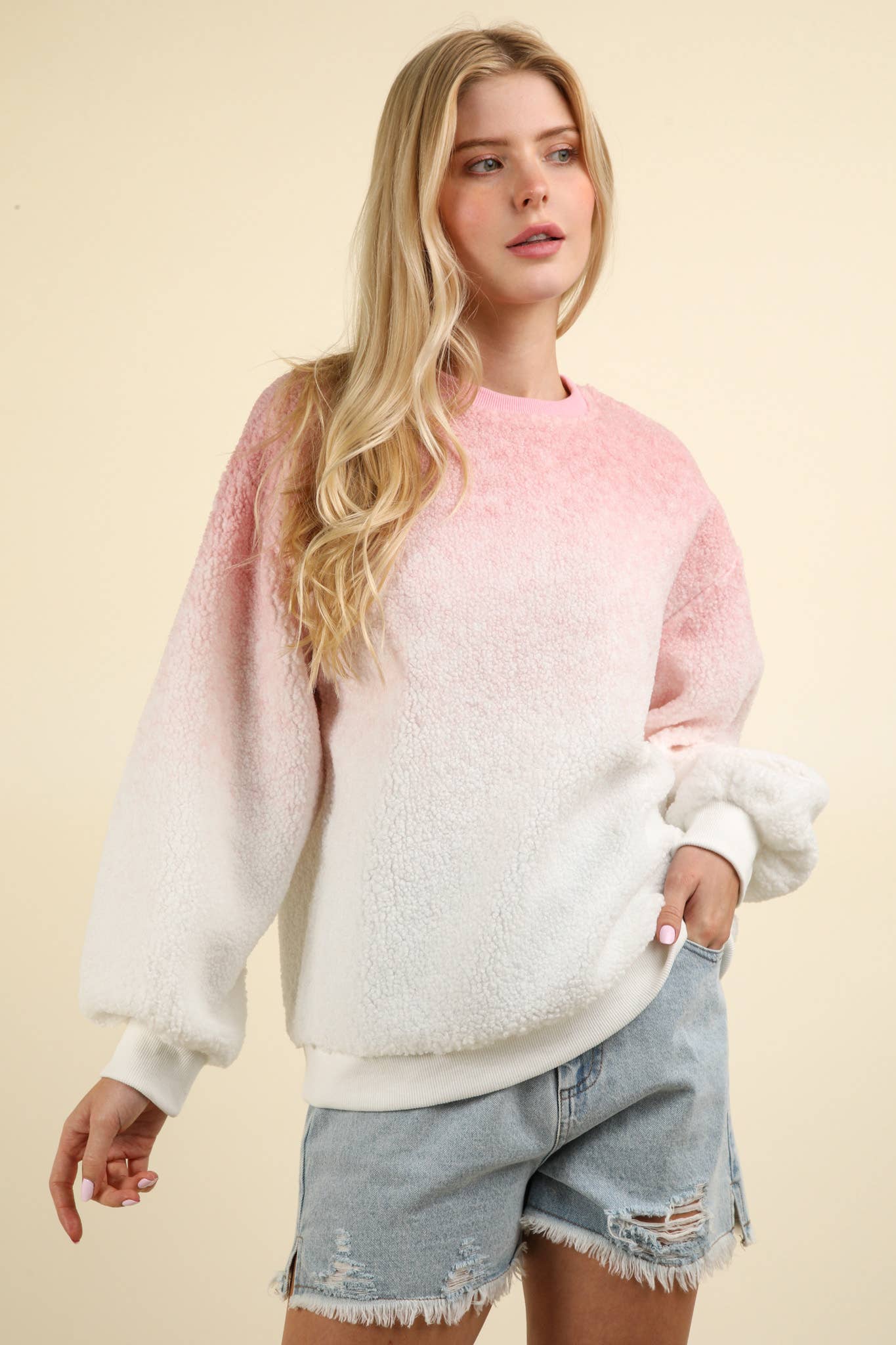 PLUS SIZE Ombre Sherpa Sweater