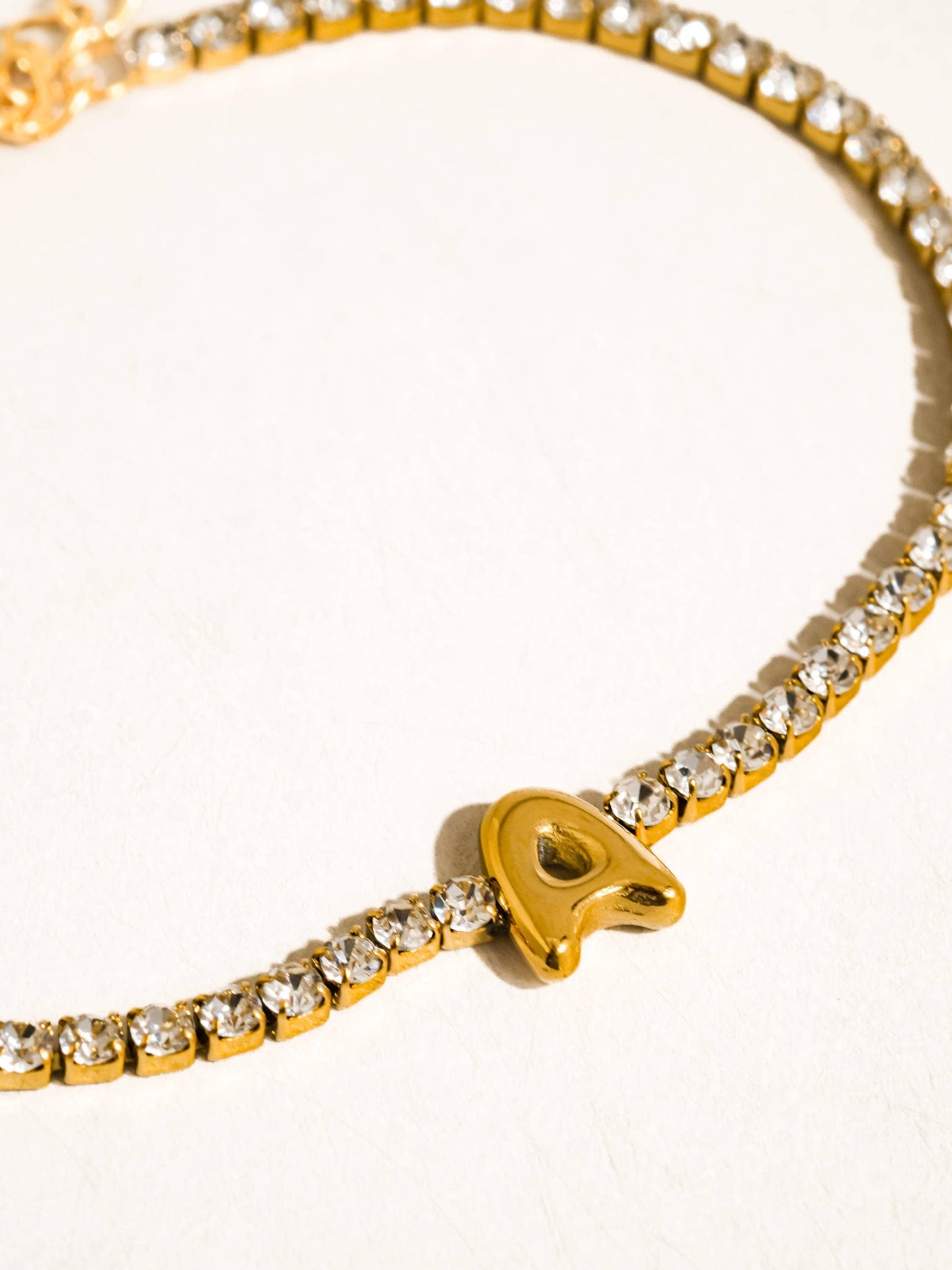 18K Gold Rhinestone Letter Bracelet