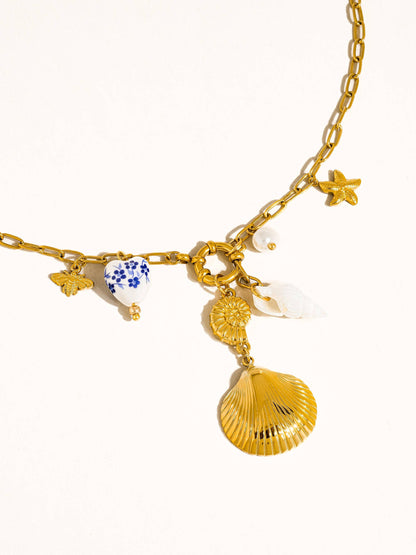 18K Gold Seashell Charm Necklace