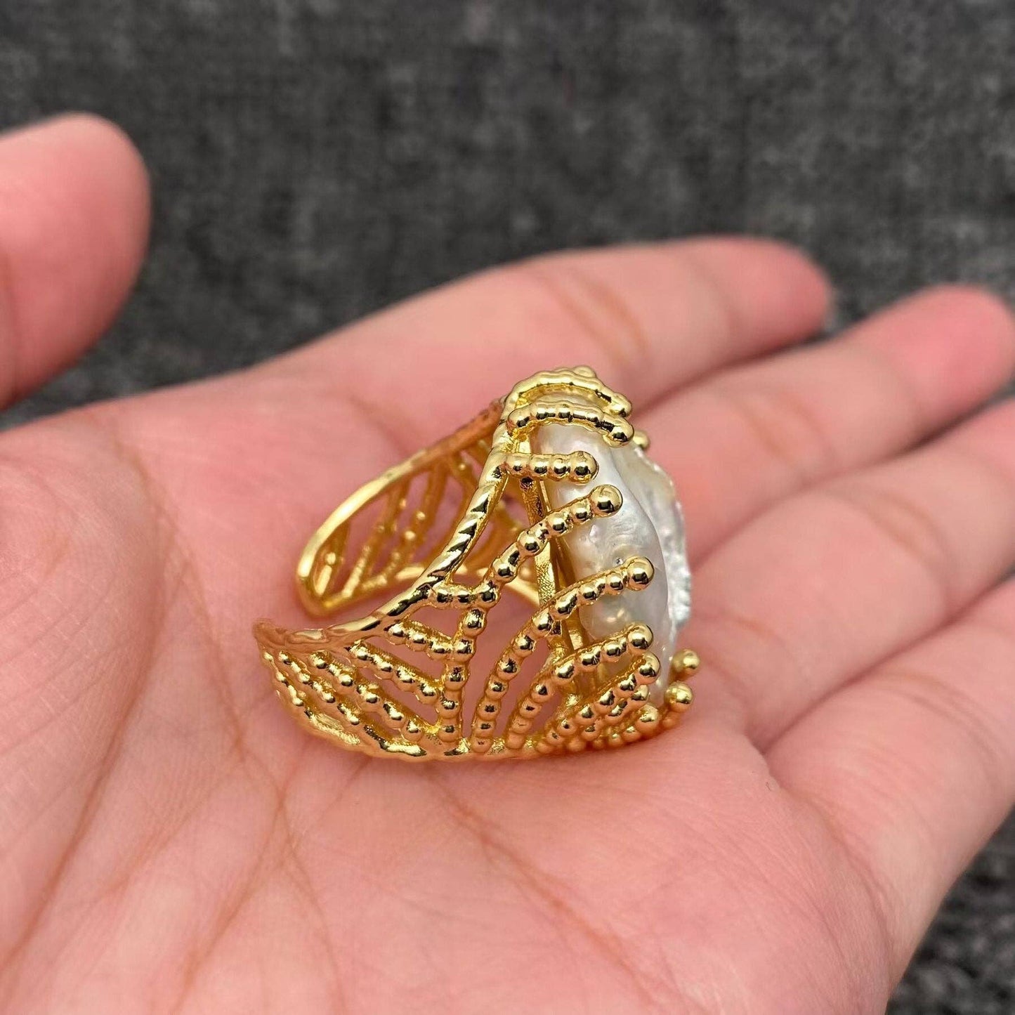 Inlaid Pearl Ring