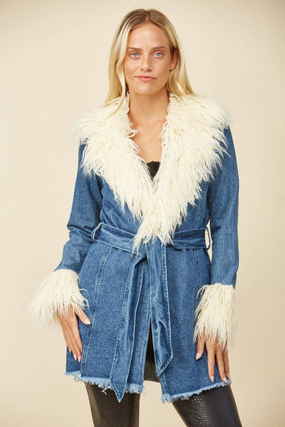 Denim Fur Coat