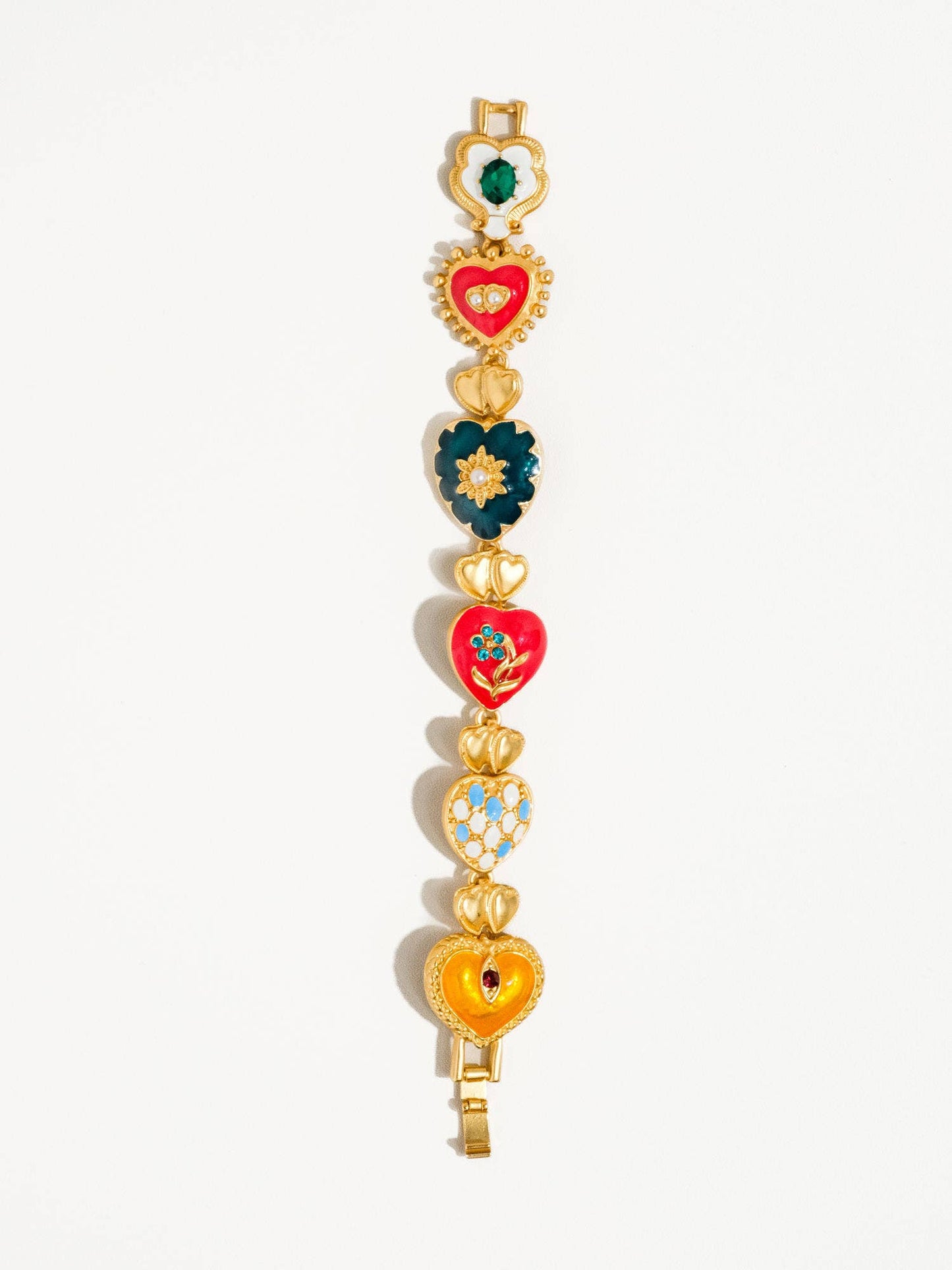 Pulsera Elysian de oro de 18 quilates con diseño bohemio barroco y corazón