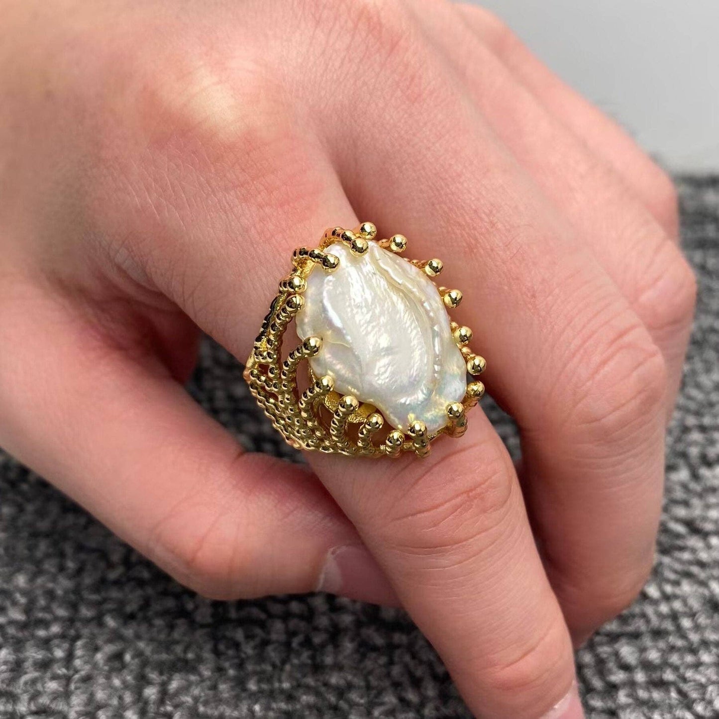 Inlaid Pearl Ring