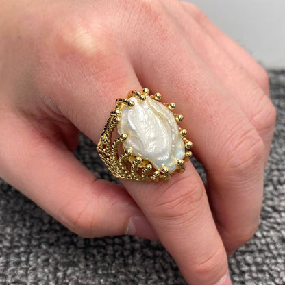 Inlaid Pearl Ring