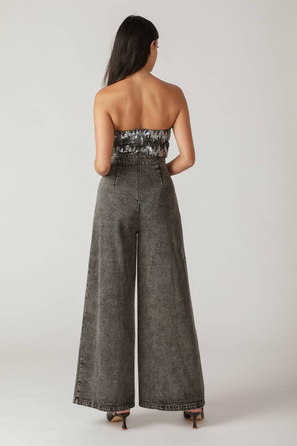 Shimmer Denim Jumpsuit