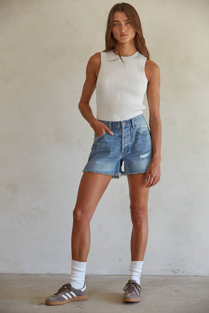 Distressed Denim Shorts