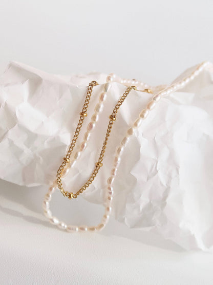 Layered Pearl Chain Necklace