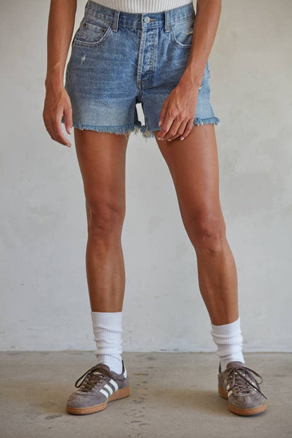 Distressed Denim Shorts