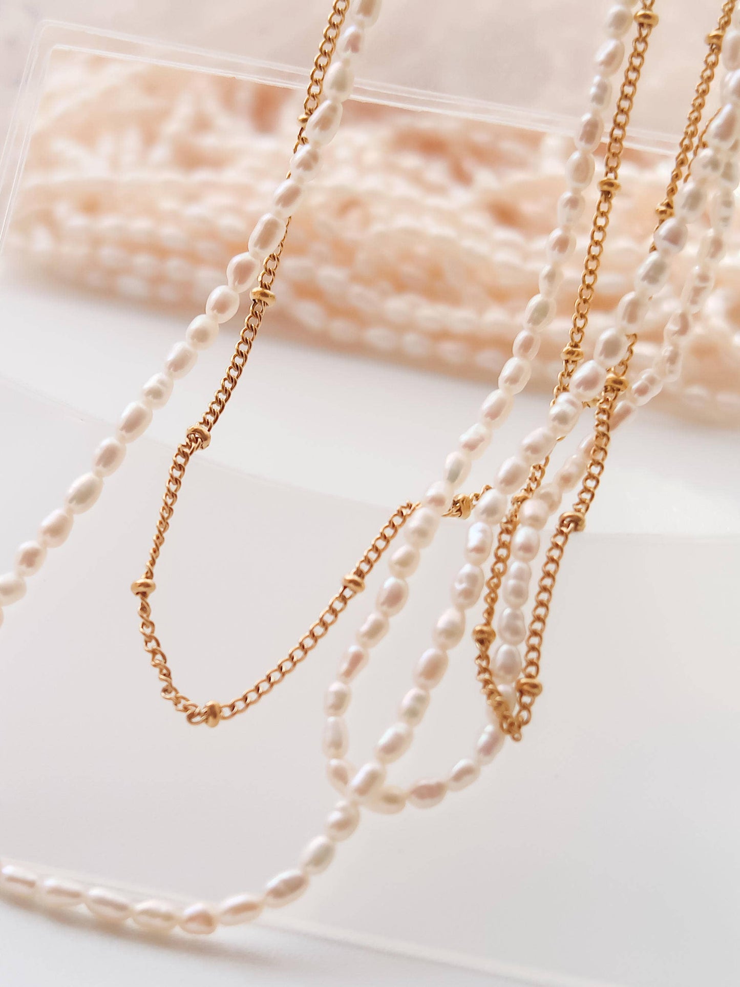 Layered Pearl Chain Necklace