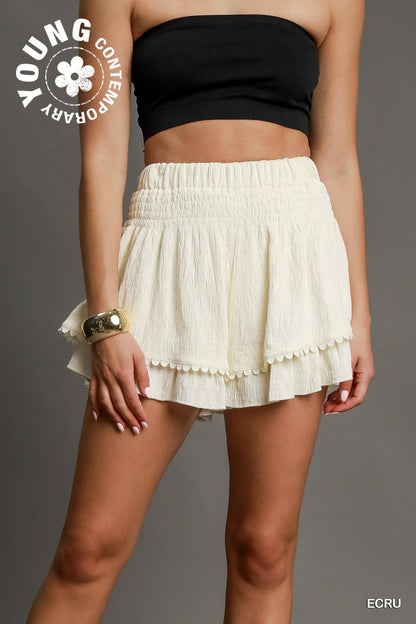 Ruffle Scalloped Shorts