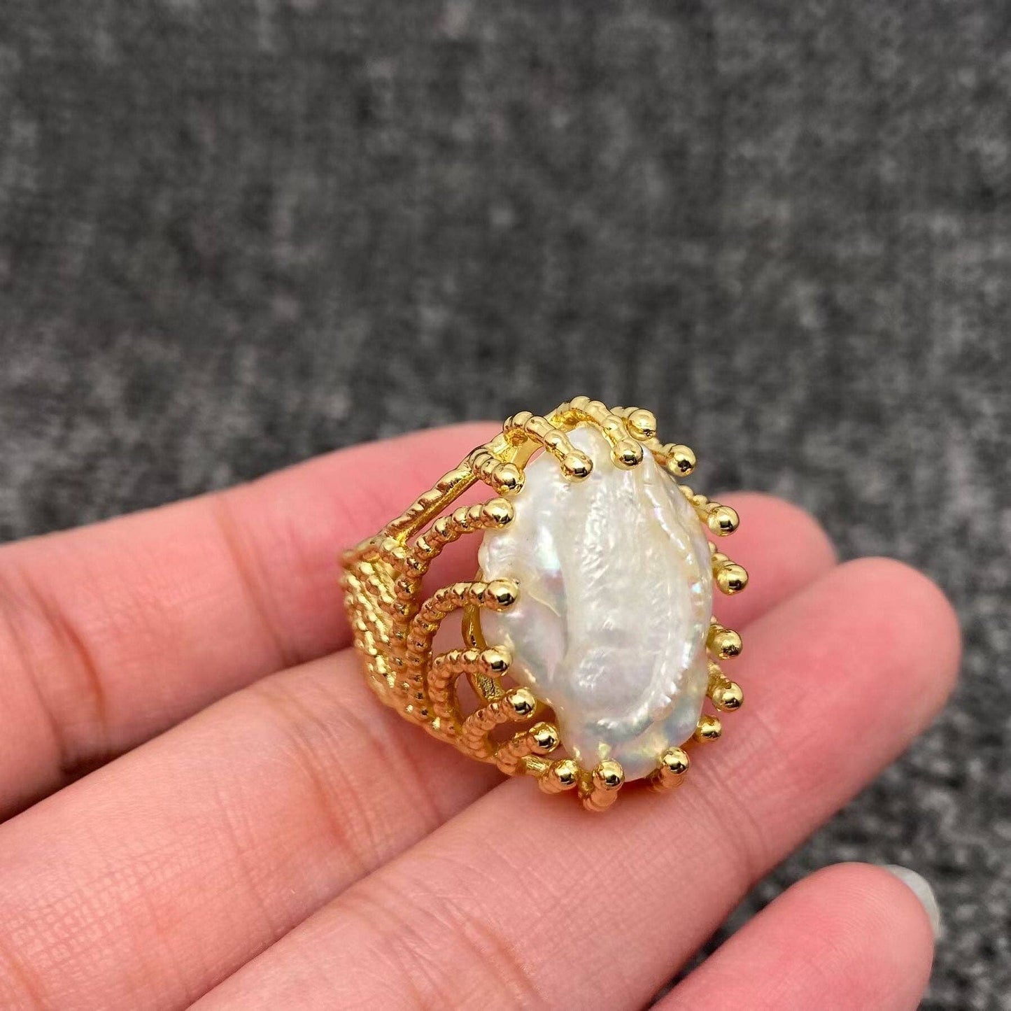 Inlaid Pearl Ring