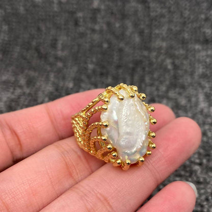Inlaid Pearl Ring