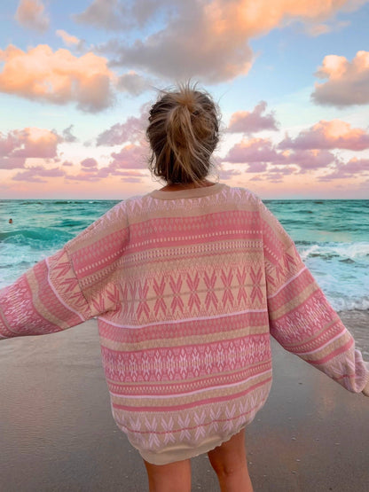 Pink Snowflake Winter Sweater
