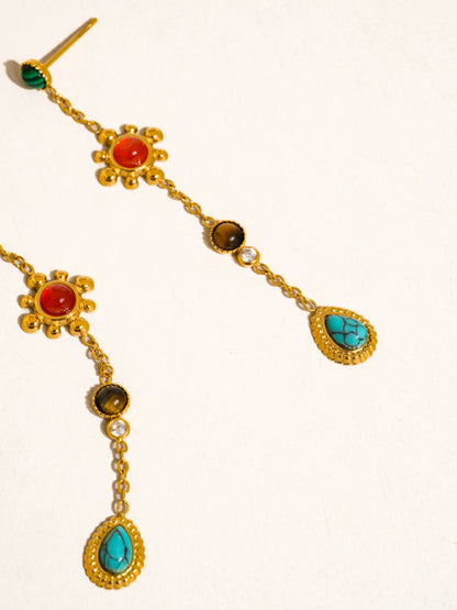 Boho Gemstone Drop Earrings