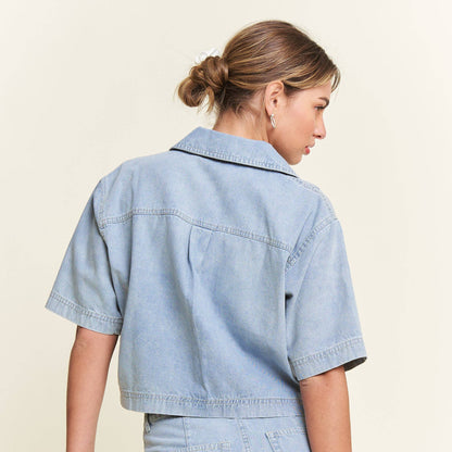 Collared Denim Top