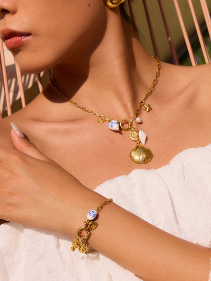 18K Gold Seashell Charm Necklace