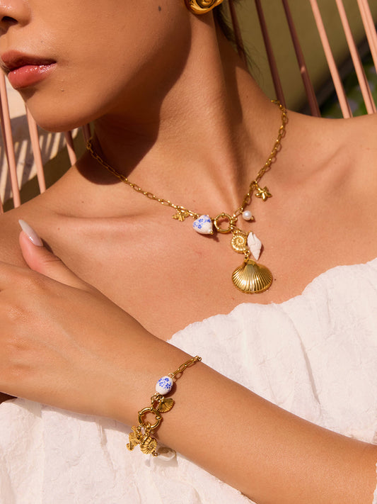 18K Gold Seashell Charm Necklace