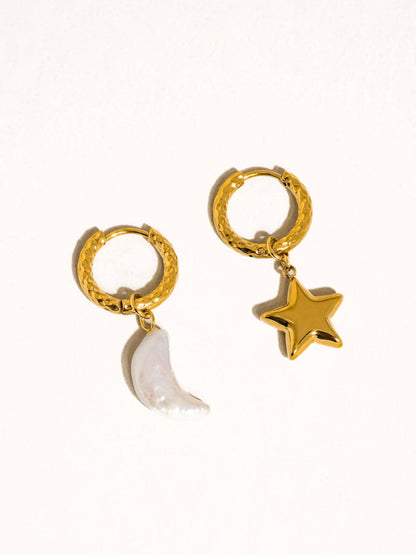Mismatch Moon and Star Earrings