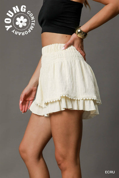 Ruffle Scalloped Shorts