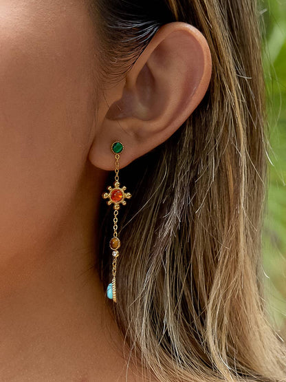 Boho Gemstone Drop Earrings