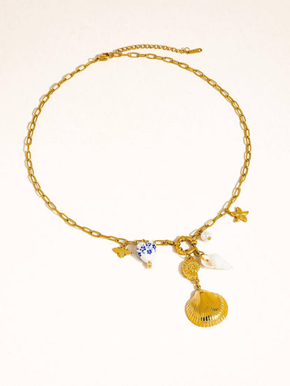 18K Gold Seashell Charm Necklace