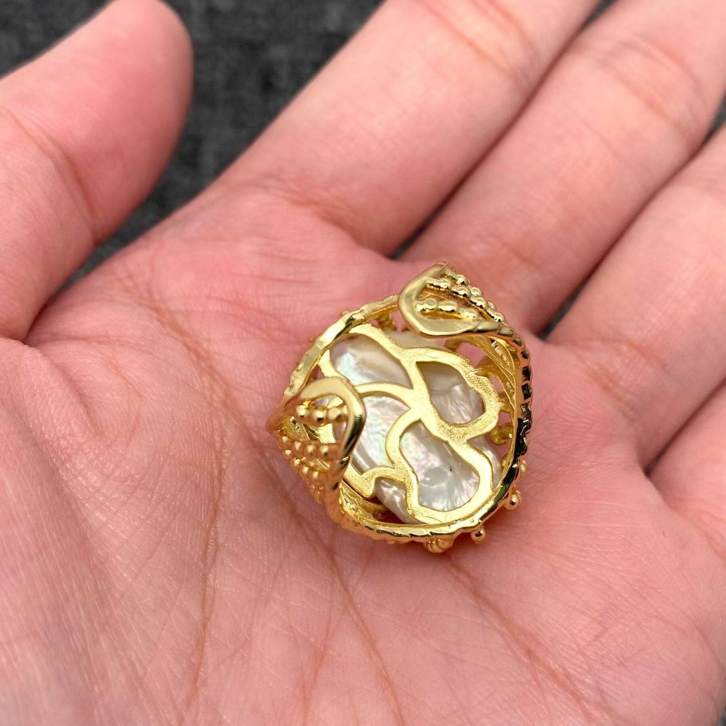 Inlaid Pearl Ring